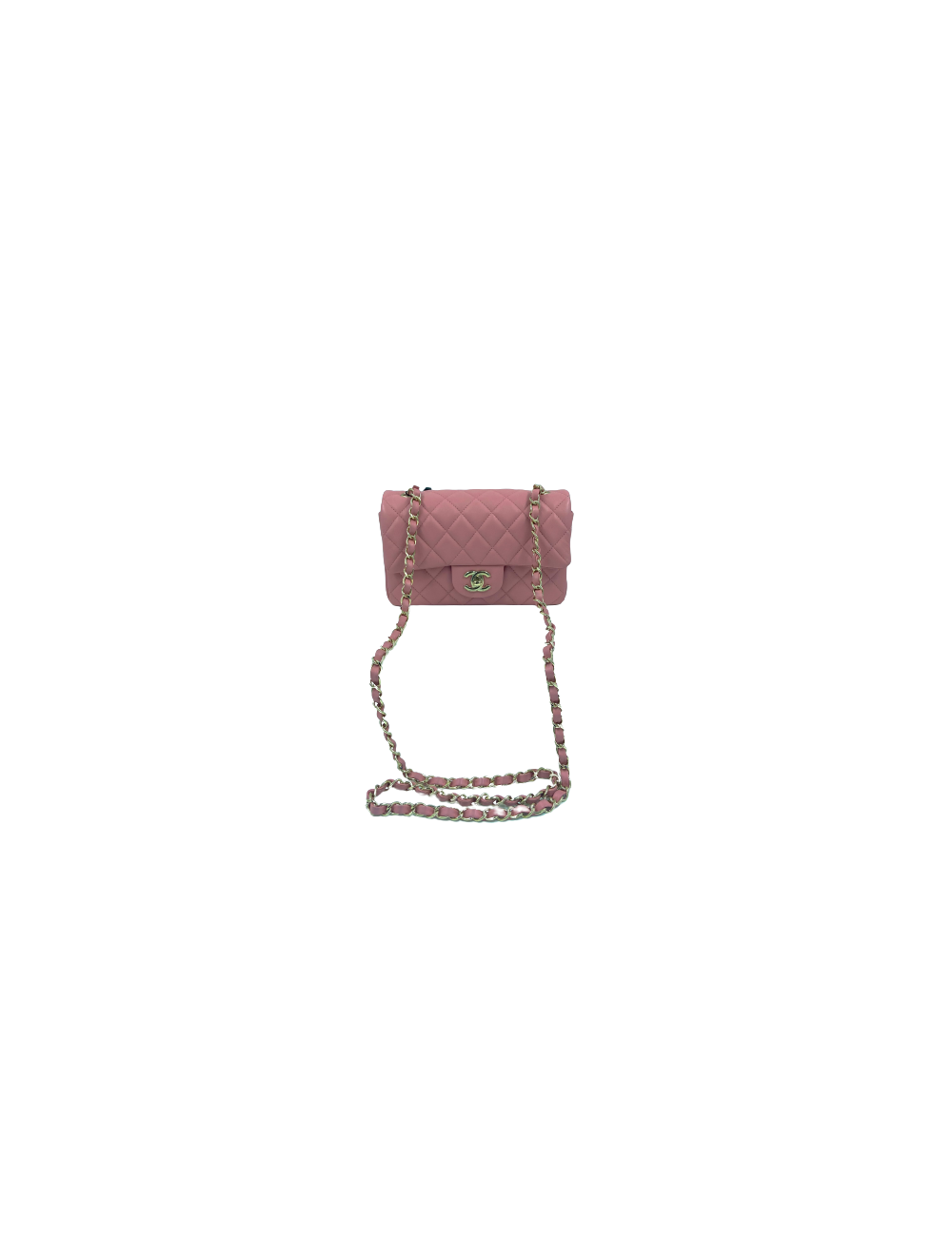 Mini sac CHANEL cuir d'agneau vieux rose