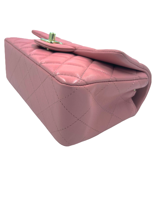 Mini sac CHANEL cuir d'agneau vieux rose