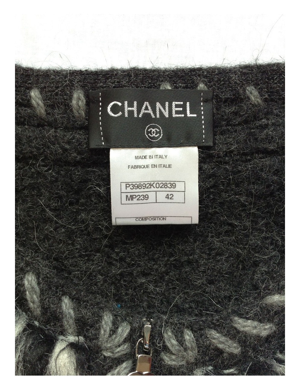 Veste CHANEL T42 en alpaga gris