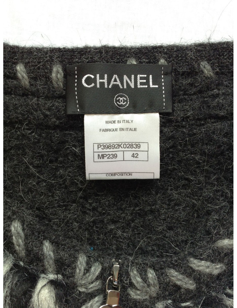 Veste CHANEL T42 en alpaga gris