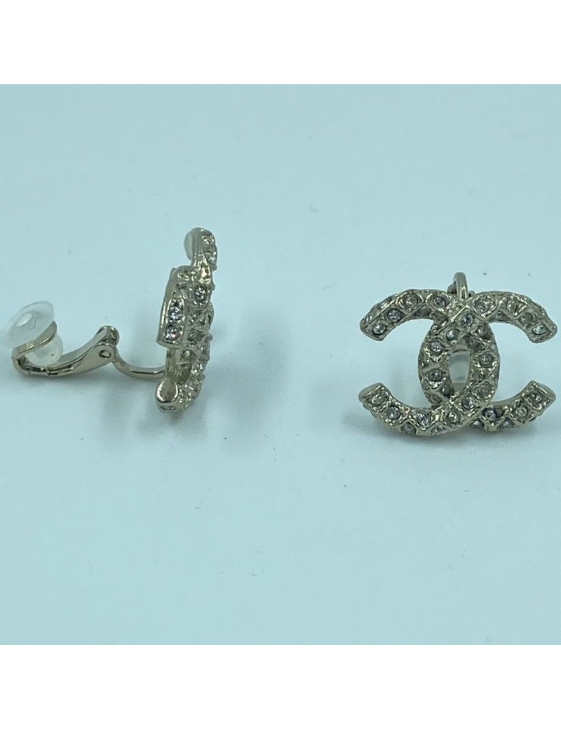 Clips CHANEL strass et métal doré
