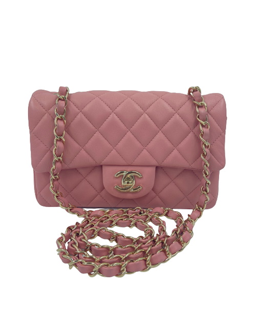 Mini sac CHANEL cuir d'agneau vieux rose