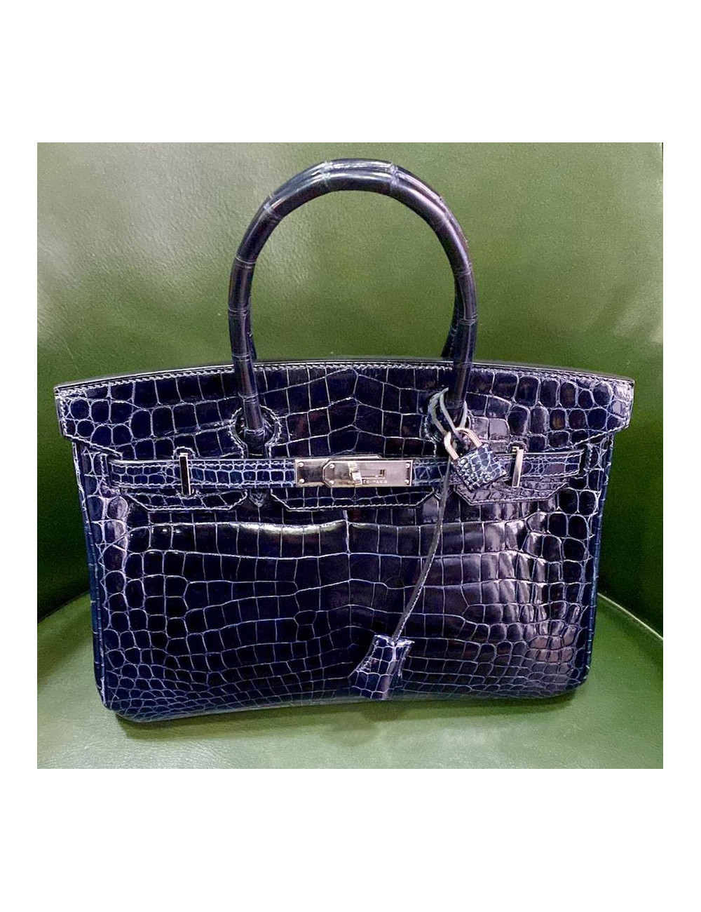 Birkin 30 HERMES crocodile porosus bleu nuit