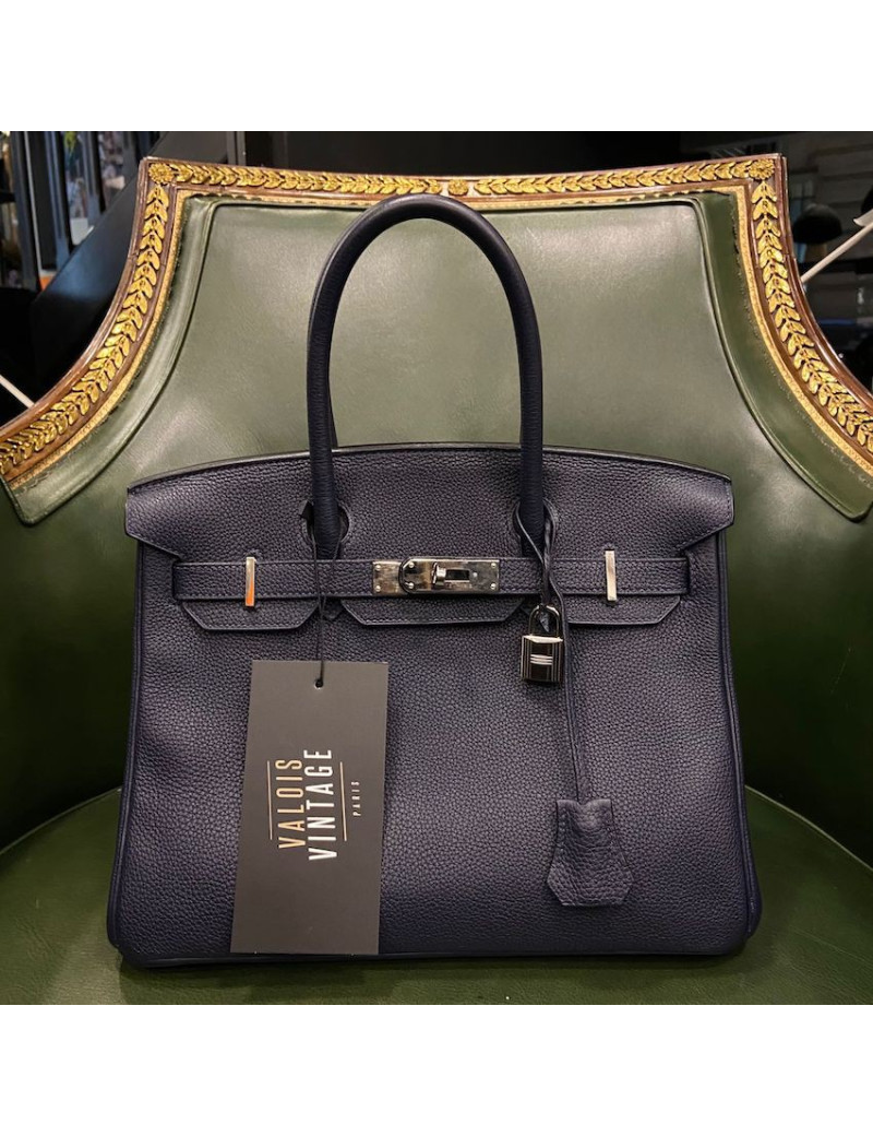 Birkin 30 HERMES Togo bleu nuit