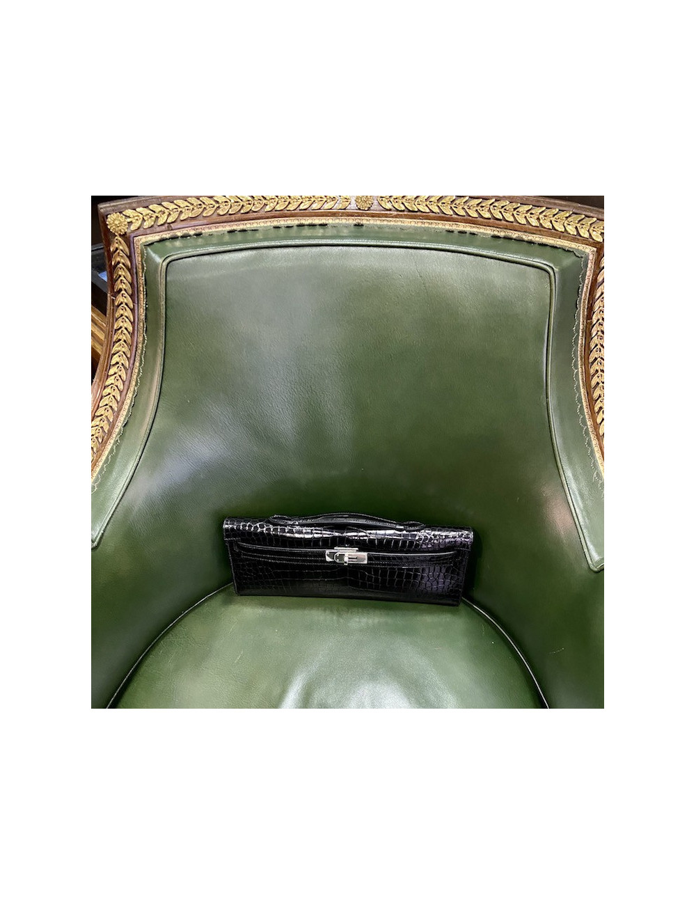 HERMES Kelly cut black Porosus crocodile