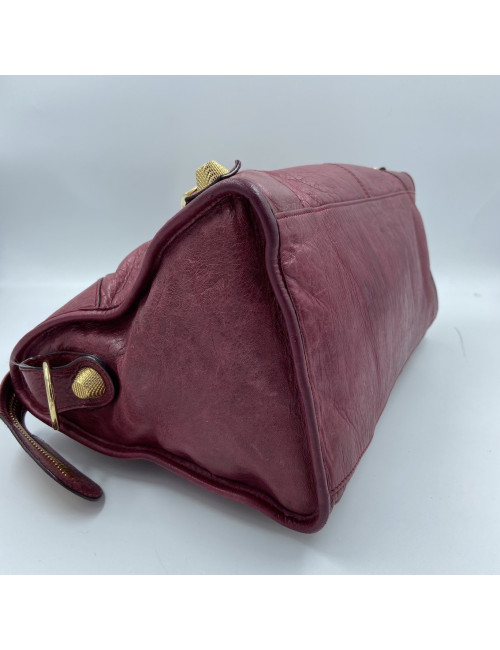 Sac 'City' BALENCIAGA cuir vieilli rouge