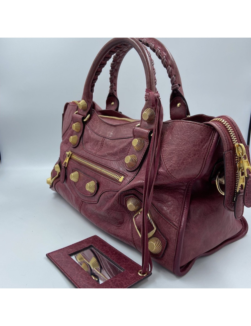 Sac 'City' BALENCIAGA cuir vieilli rouge