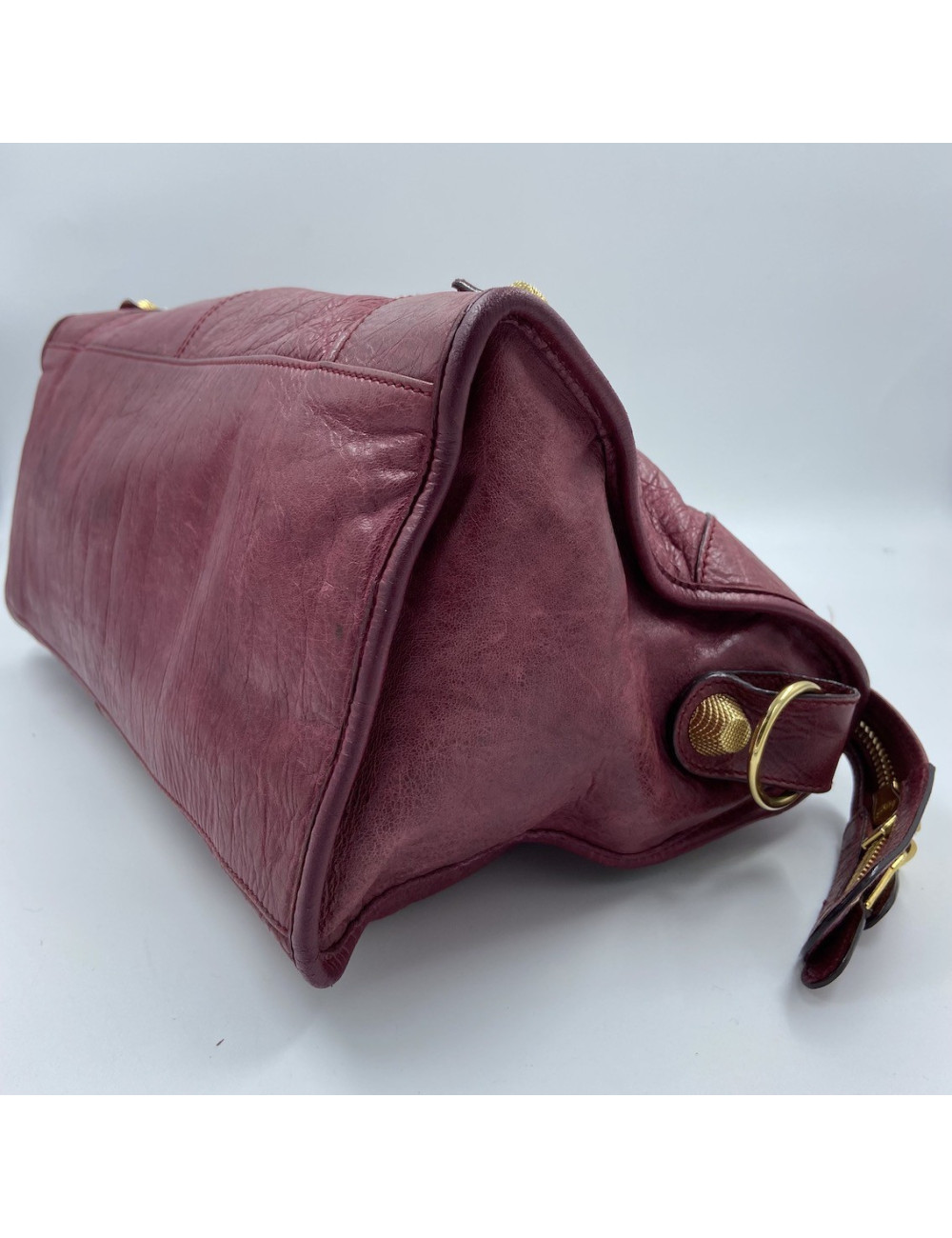 Sac 'City' BALENCIAGA cuir vieilli rouge