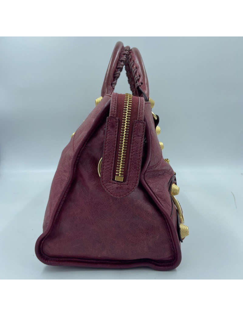 Sac 'City' BALENCIAGA cuir vieilli rouge