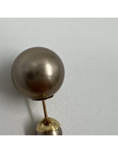 Super Occasion DIOR Tribal Bronze Pearl Earrings Certified Authentic