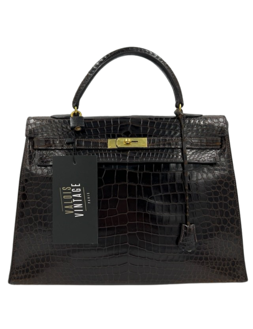 Kelly 35 crocodile Porosus marron 