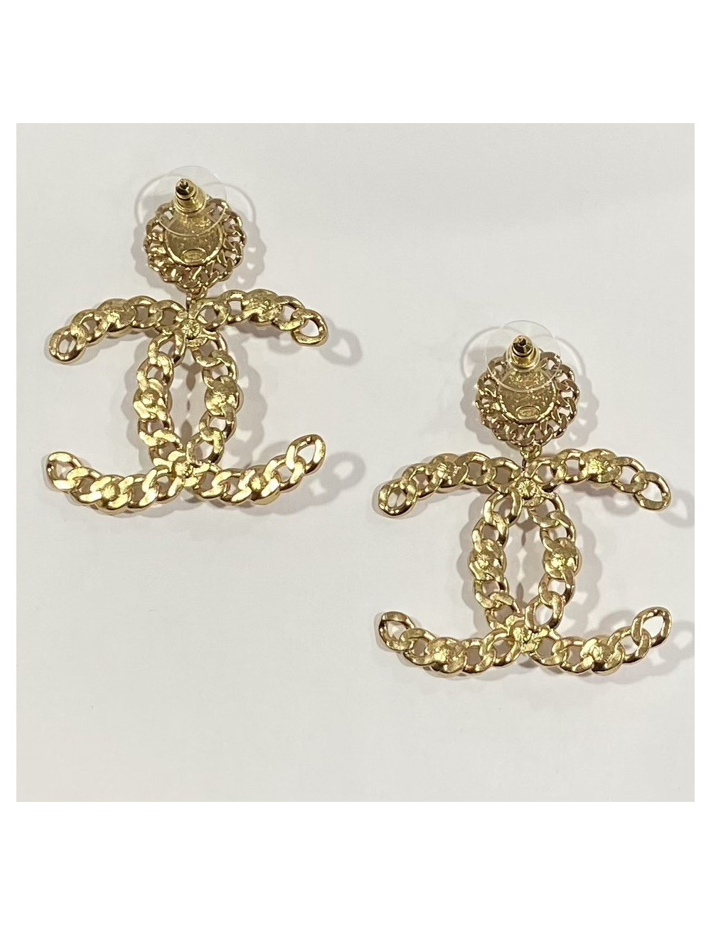 CHANEL Large CC Pendant Stud Earrings - Certified Occasion Jewelry