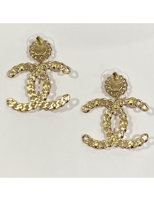 CHANEL Large CC Pendant Stud Earrings - Certified Occasion Jewelry