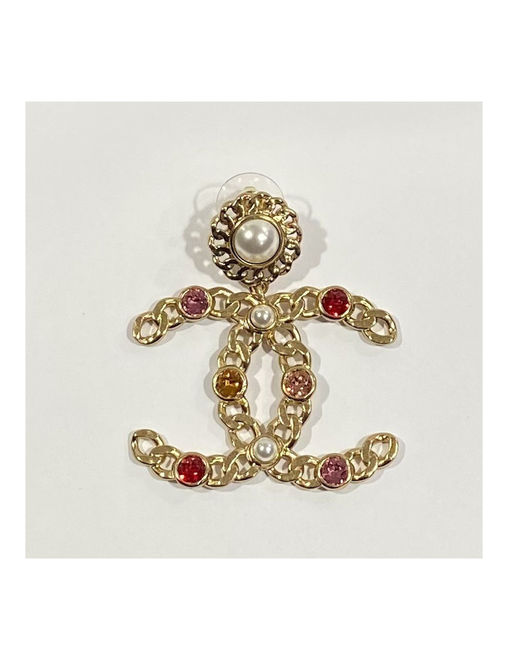 CHANEL Large CC Pendant Stud Earrings - Certified Occasion Jewelry