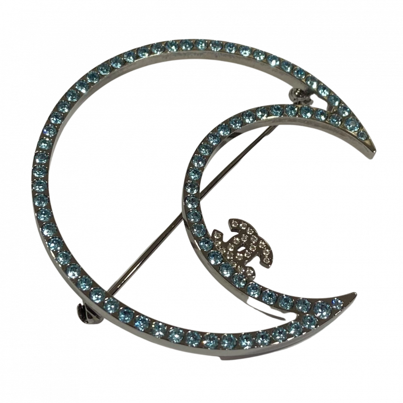CHANEL Moon Brooch in Silver Plate Metal - Super Occasion Never Worn
