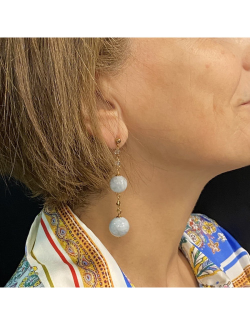 Clous bleu ciel perles en pierre