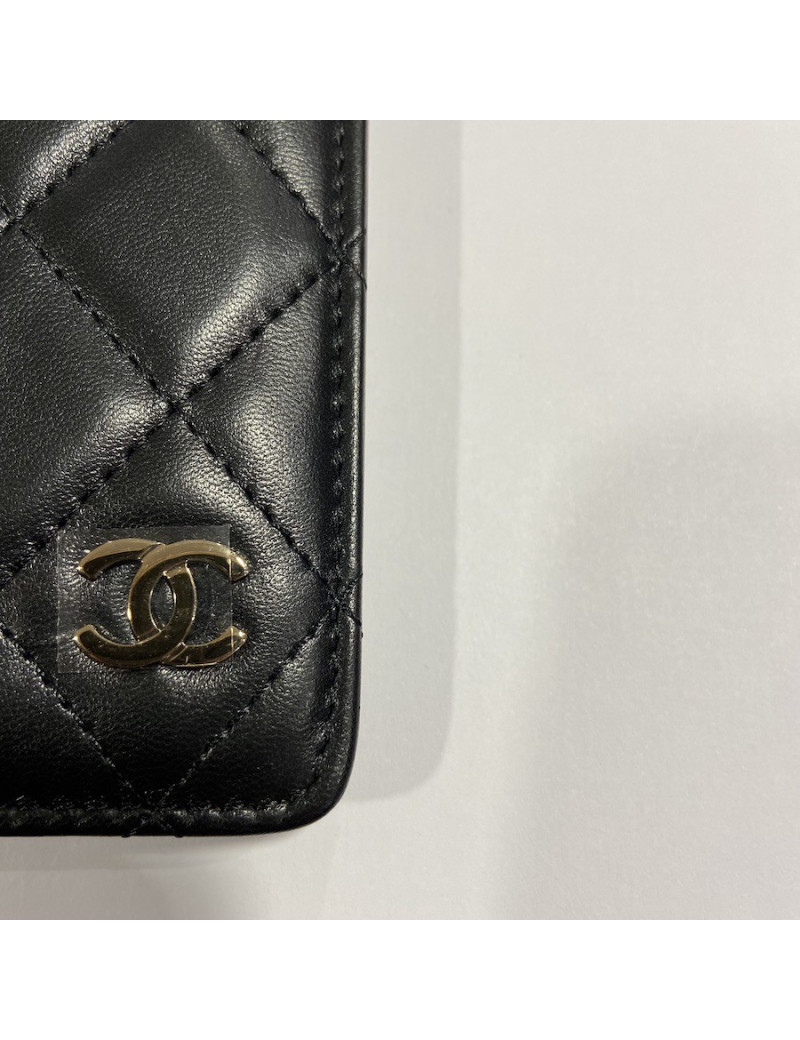 Porte repertoire CHANEL cuir d'agneau noir