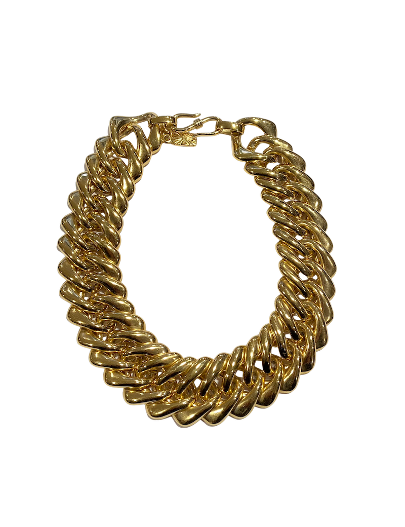 Collier YSL Caine dorée vintage