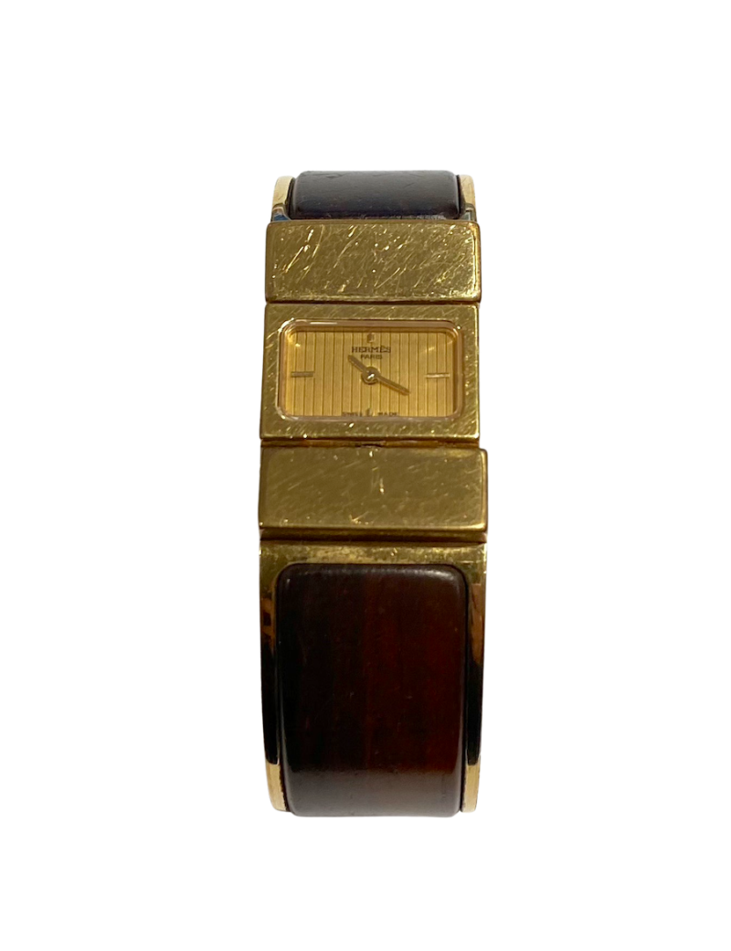 Montre HERMES loquet bois marron