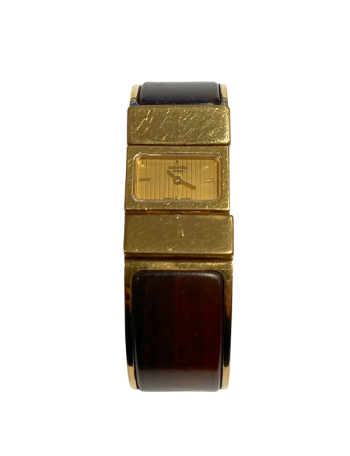 Montre HERMES loquet bois marron