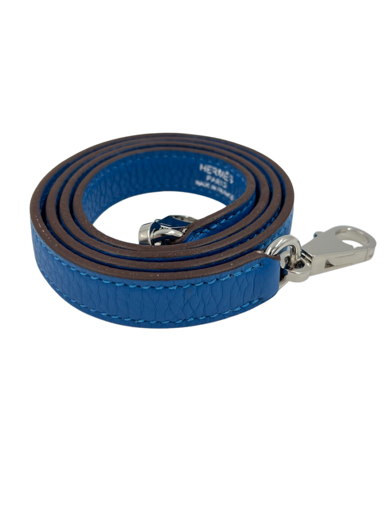 Bandoulière HERMES bleue argent palladié