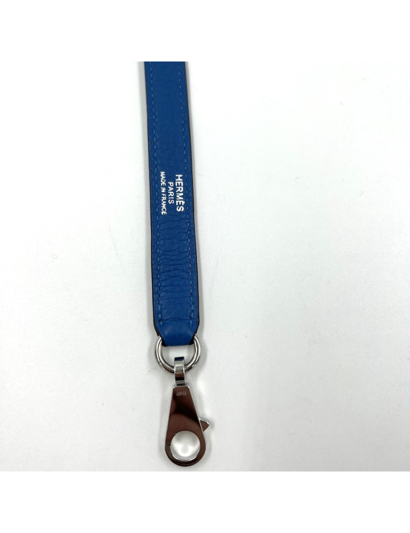 Bandoulière HERMES bleue argent palladié
