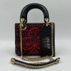 Mini Lady DIOR Limited Edition Handbag in Navy Blue and Red Leather