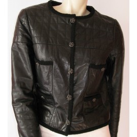 Jacket biker CHANEL black leather T40