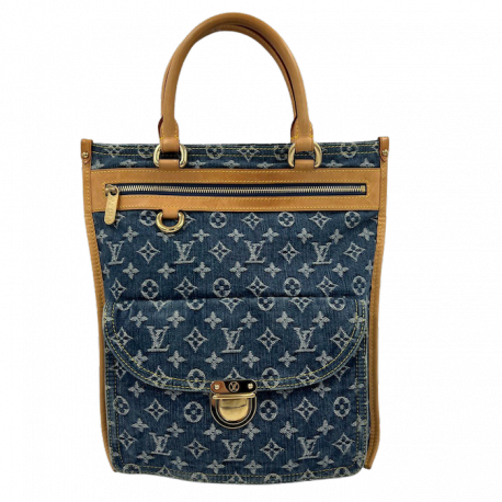 Onthego cloth tote Louis Vuitton Blue in Cloth  11401235