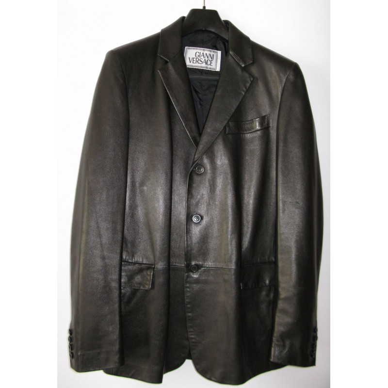 GIANNI VERSACE man black leather jacket - VALOIS VINTAGE PARIS