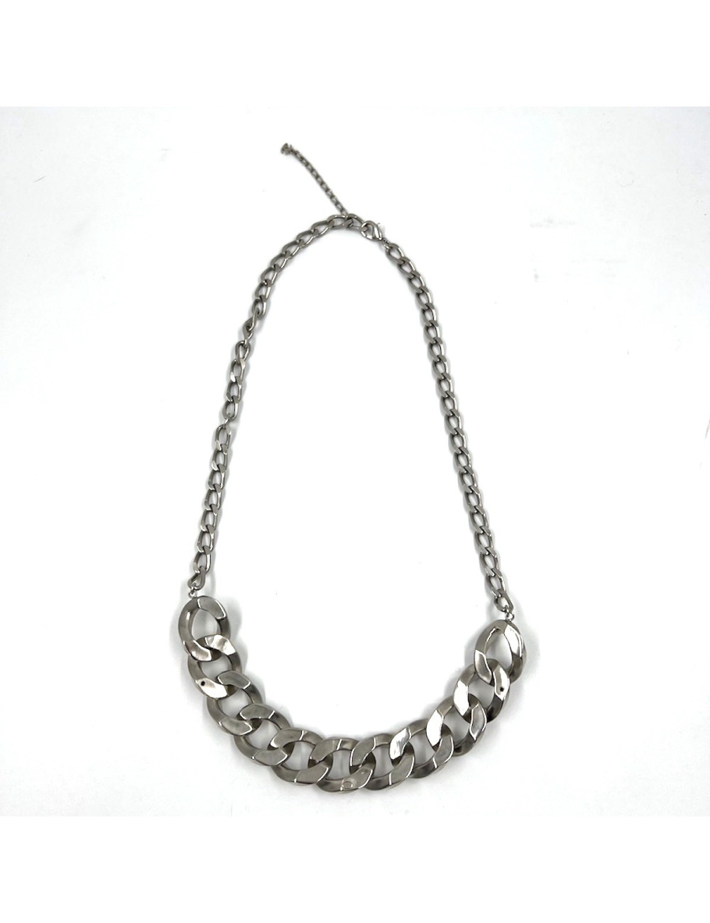 Collier CHANEL chaîne gourmette métal argent