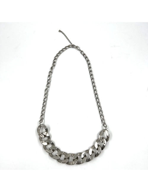 Collier CHANEL chaîne gourmette métal argent