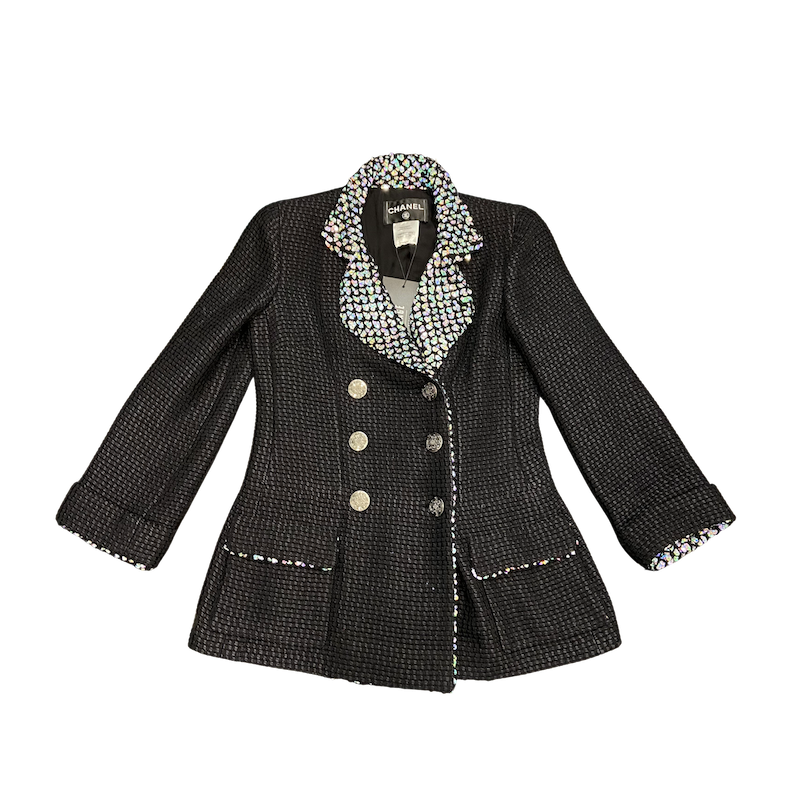 Chanel black tweed Paris-Shanghai blazer