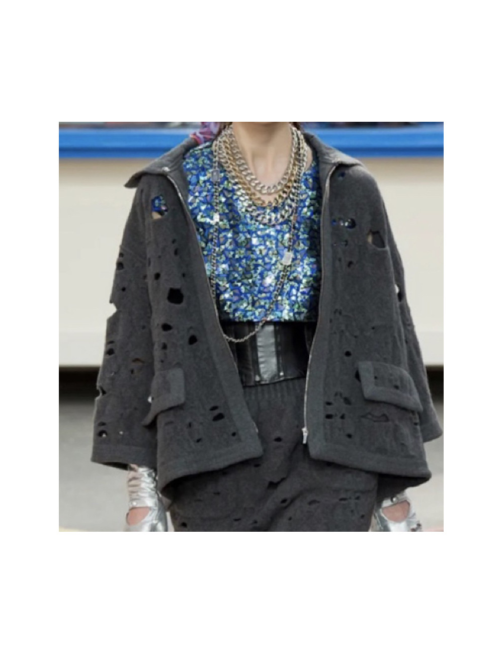 Veste CHANEL T40 laine grise