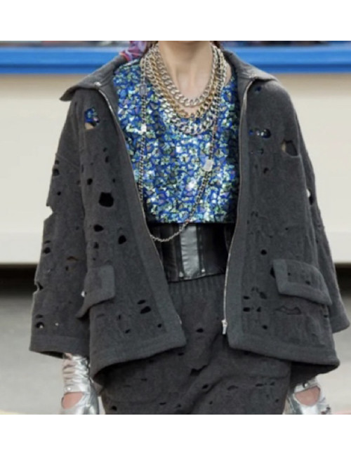 Veste CHANEL T40 laine grise