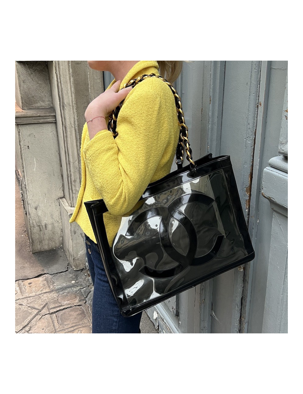 Sac shopping CHANEL CC transparent