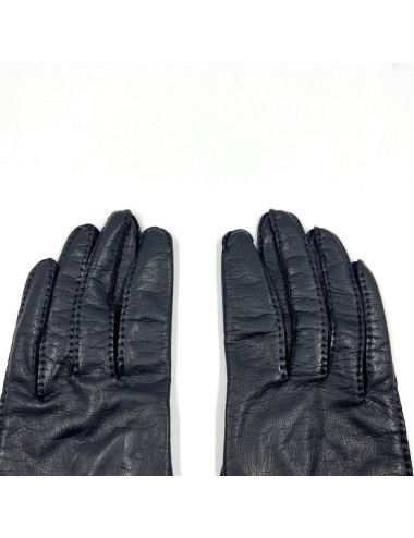 Gants femme HERMES T7 bleu nuit 2