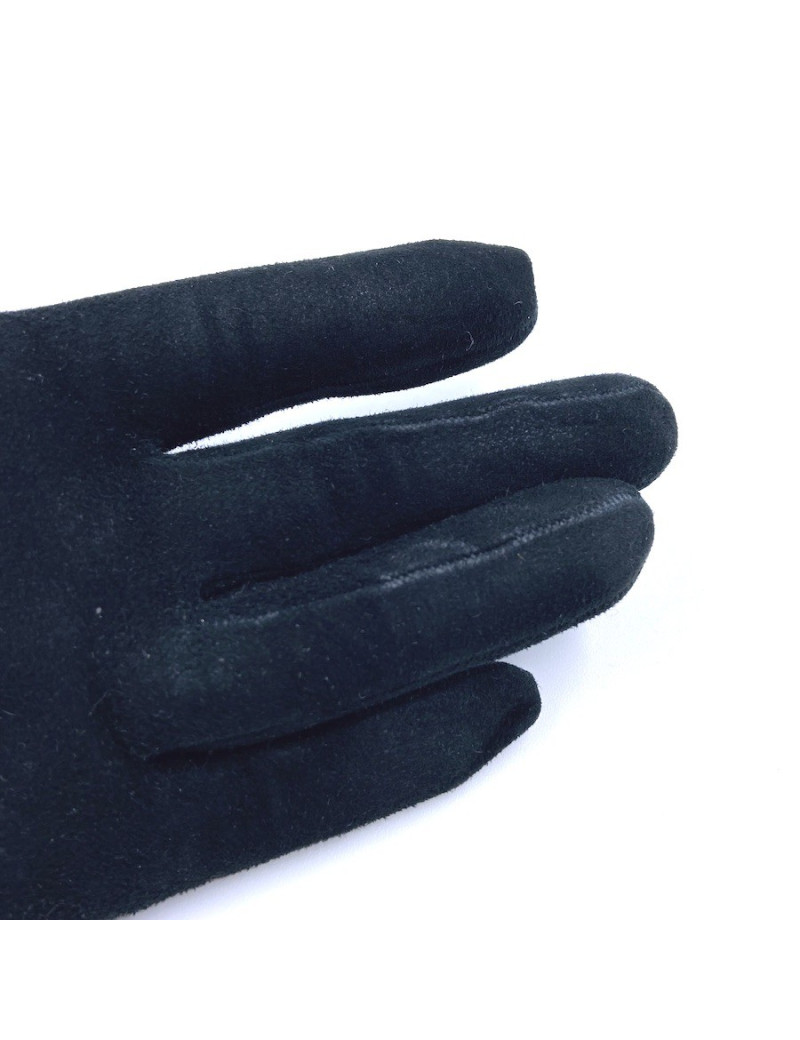 GANTS HERMES daim noir et soie
