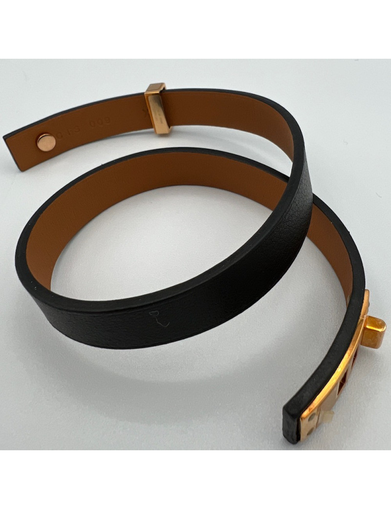 Double tour HERMES métal or rose