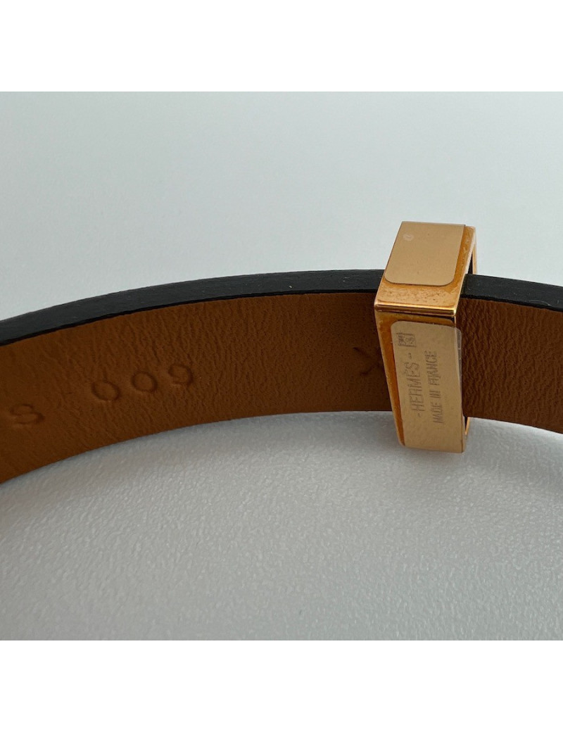 Double tour HERMES métal or rose