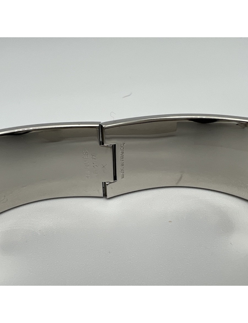 Bracelet clic clac HERMES palladié rose flamengo