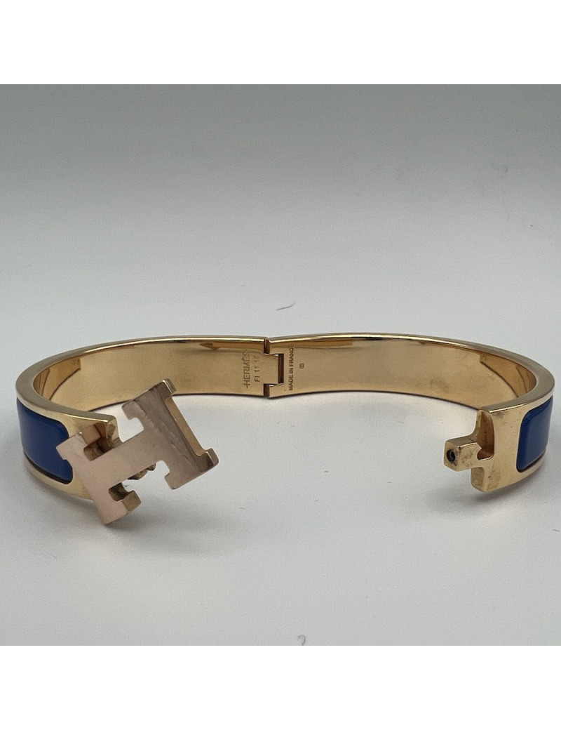 Bracelet clic clac HERMES PM émail bleu