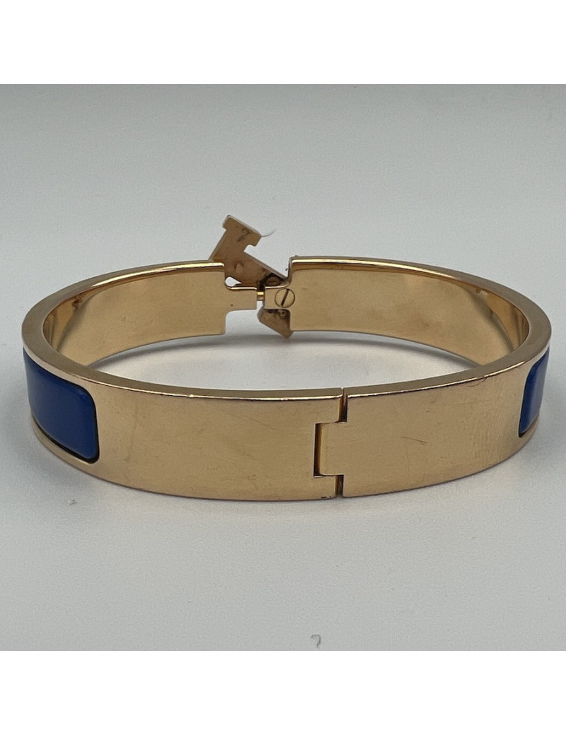 Bracelet clic clac HERMES PM émail bleu