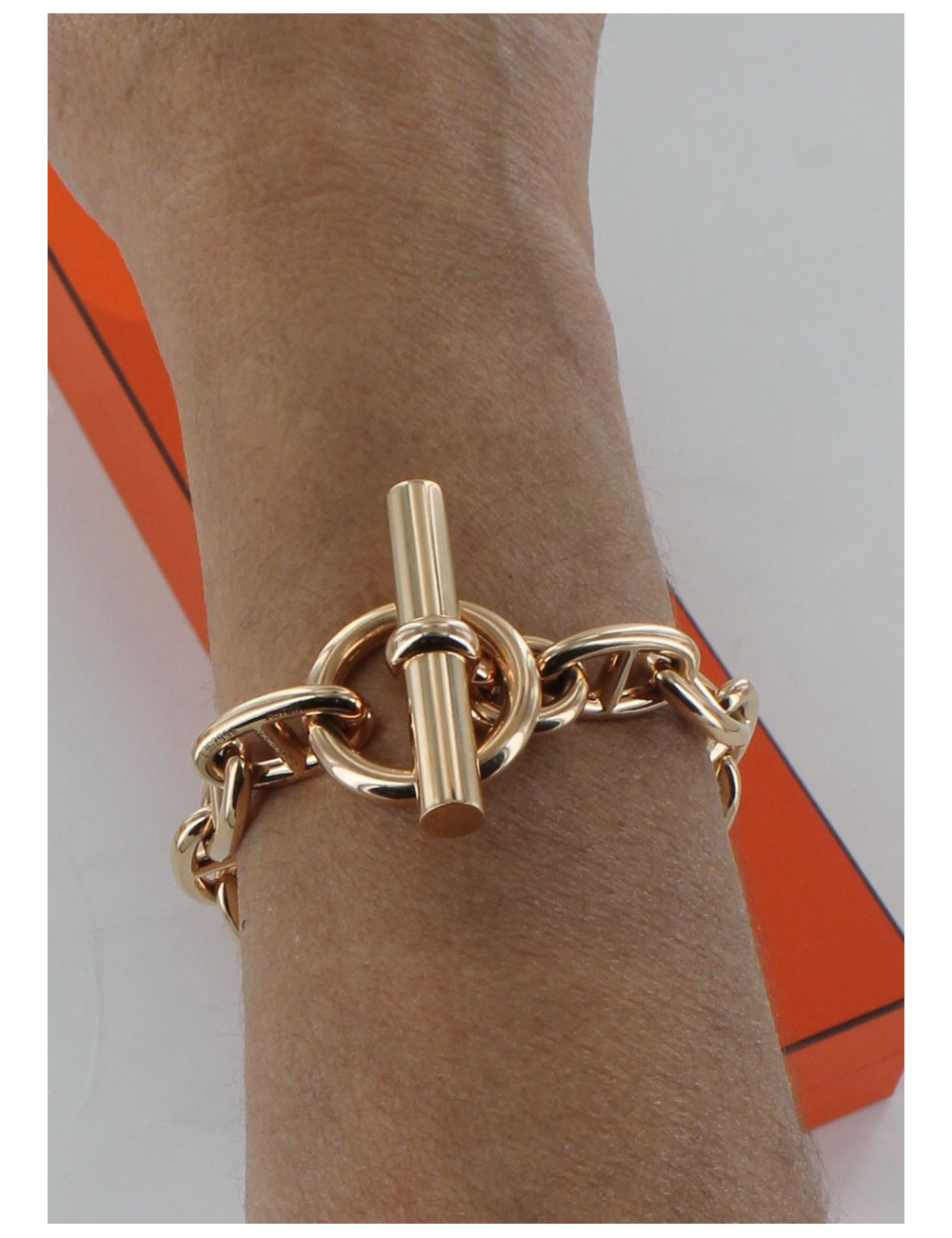 bracelet chaîne d'ancre HERMES or rose GM