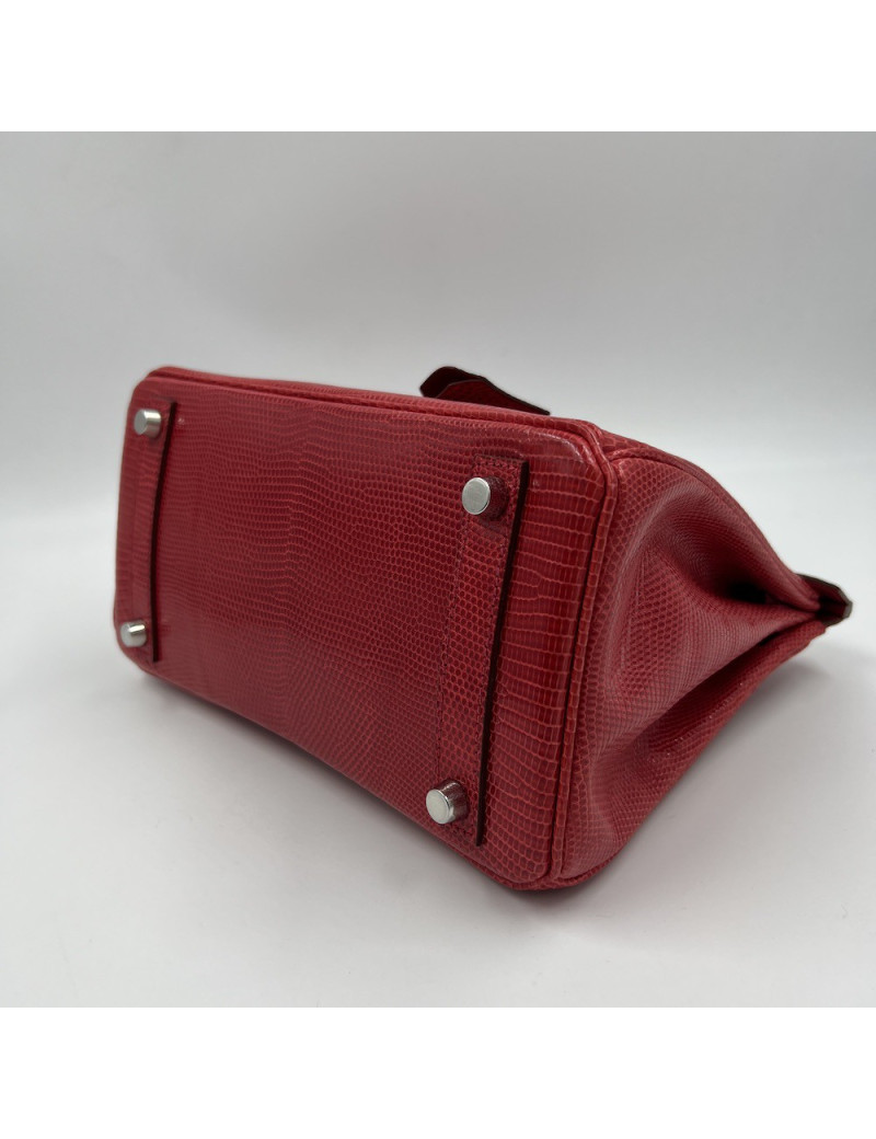 HERMES Birkin 25 red Nile monitor lezard leather 