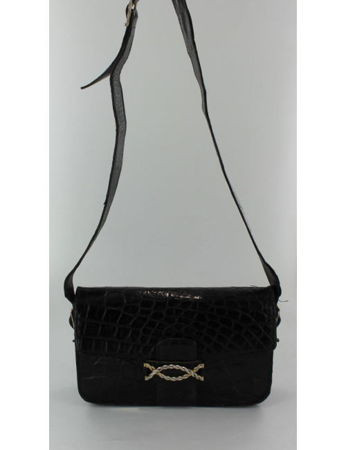 sac CELINE vintage croco noir