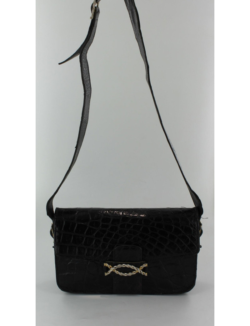 sac CELINE vintage croco noir