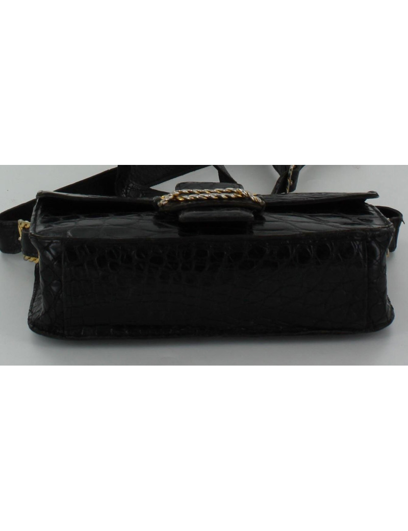 sac CELINE vintage croco noir