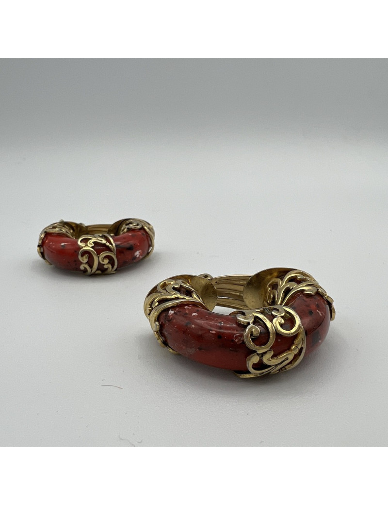 Clips vintage ISABEL CANOVAS resine rouge