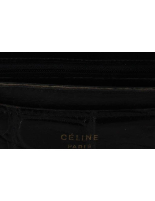sac CELINE vintage croco noir